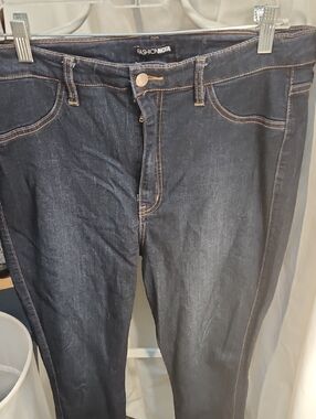 Fashion Nova Dark Blue Skinny Jeans with Contrast Stitching